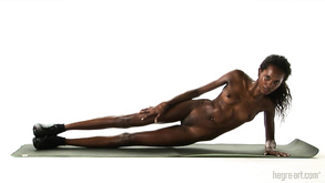 fitness with naked ebony babe
