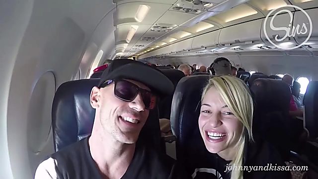 Blowjob on a plane - public sex video with Johnny Sins